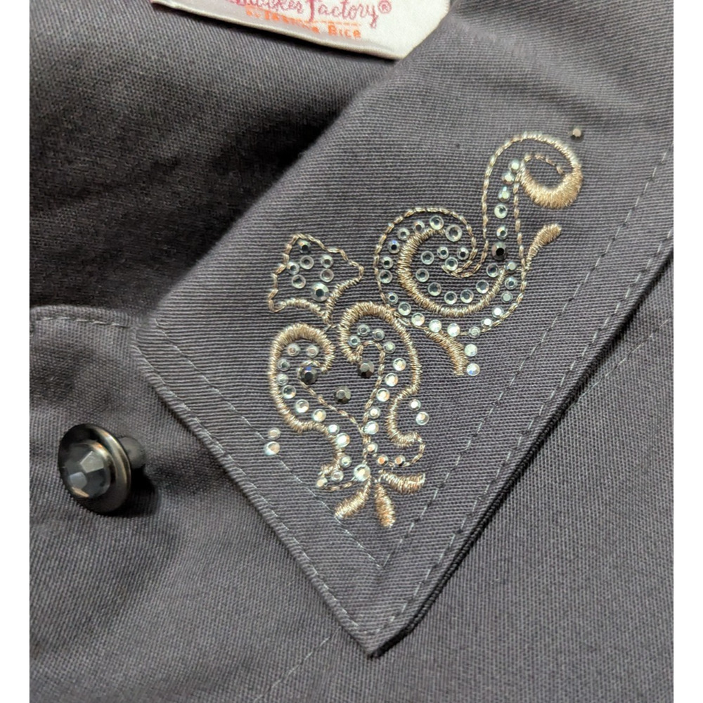 Quacker Factory Sz L Sequined Jacket Gray Buttons… - image 6